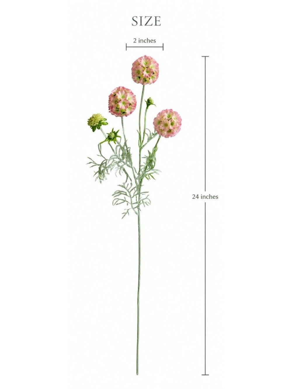 Scabiosa Flower Stems Pink Green Faux Wildflower Floral Filler - Picture 2 of 8